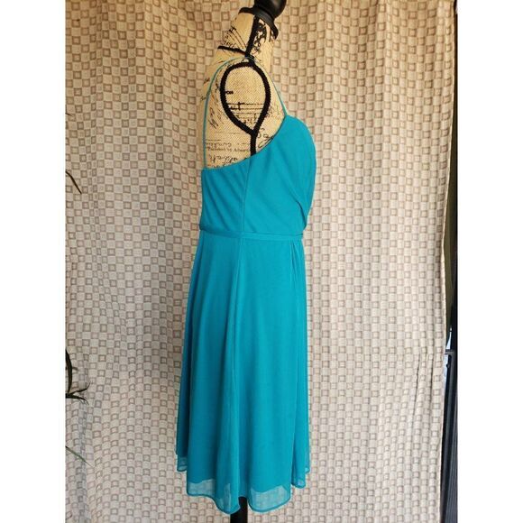 David's Bridal Sleeveless Teal Oasis Bridesmaid Dress Size 8 NWOT - Picture 6 of 7